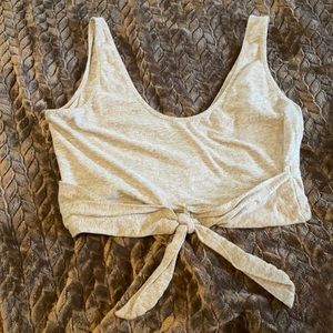 BP. Grey tie front crop top